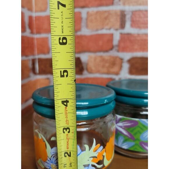 Set of 3 Vintage Glass Floral Canisters - Picture 3 of 10